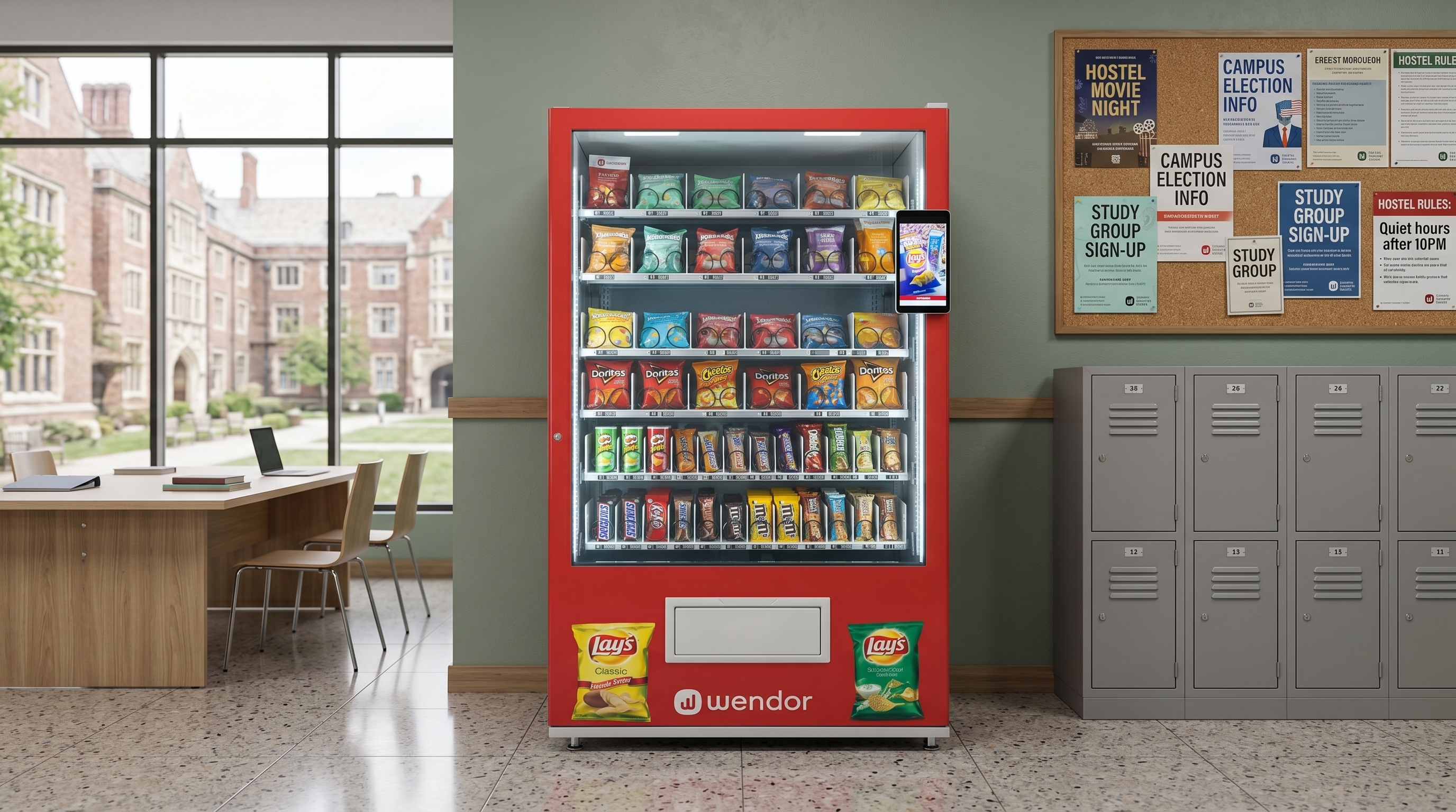 Students using a vending machine on campus